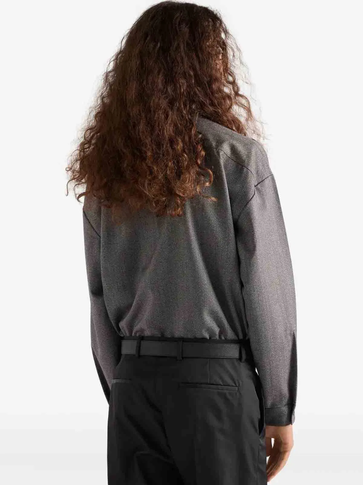 Prada Gray Overshirt With Zip In Gray