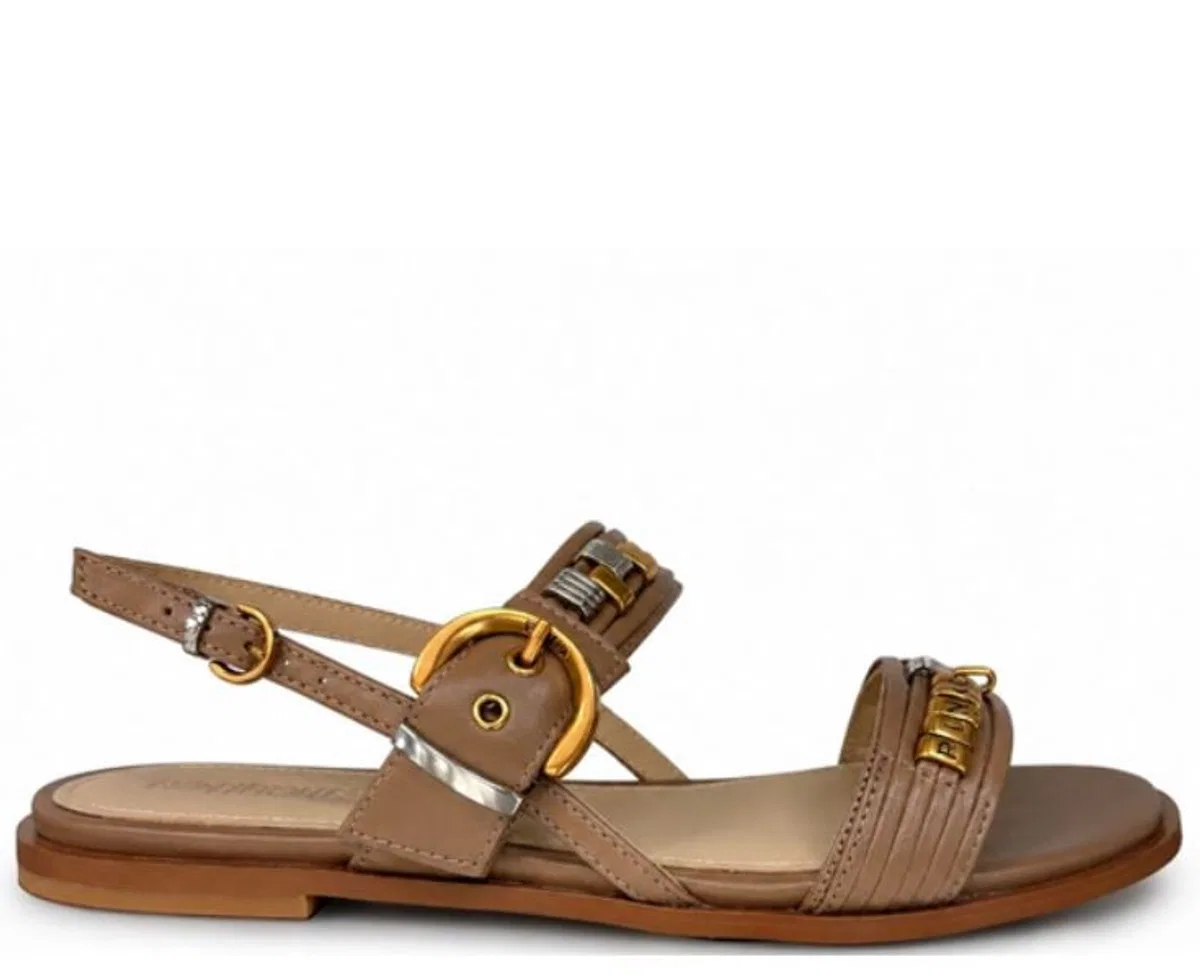 Pinko Brown Slingback Strap Flat Shoes