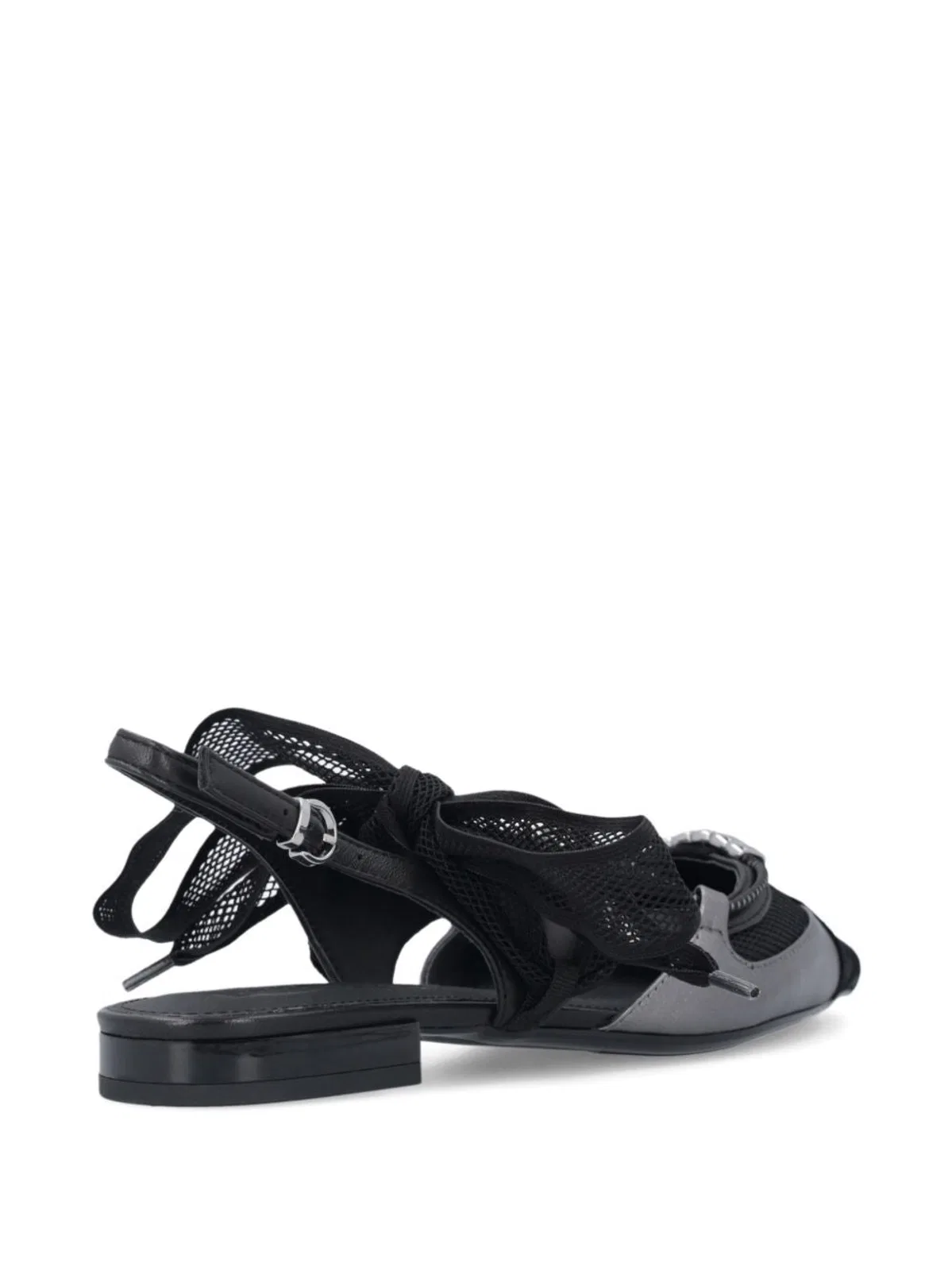 Pinko Slingback Lace Up Flats In Black