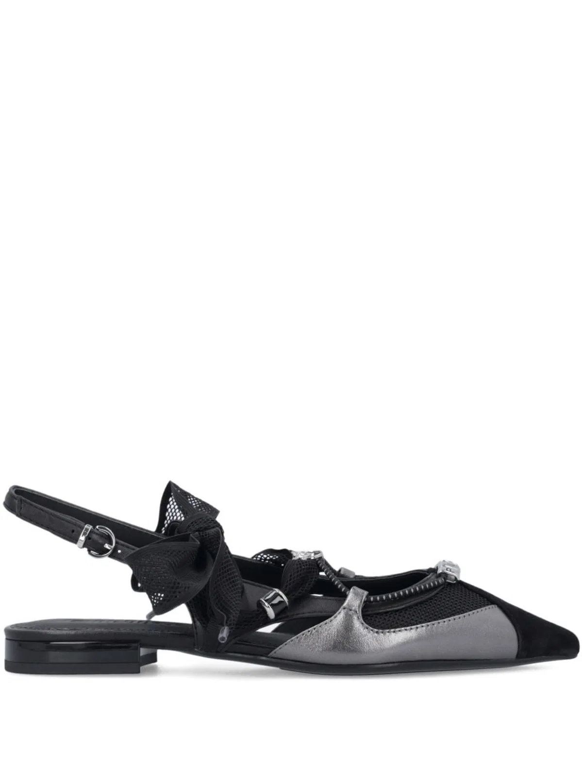 Pinko Slingback Lace Up Flats In Black