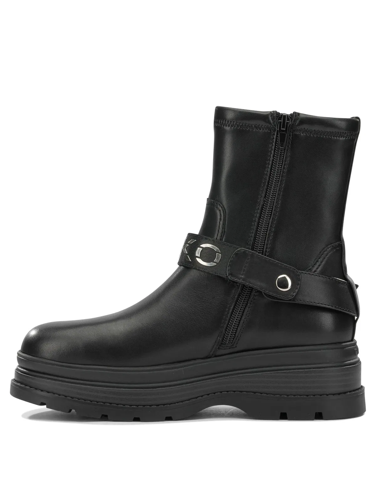 Pinko Ankle Boots With Silver Buckle And Sturdy Sole In Black