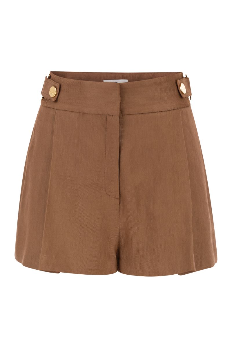 Tailored High-Waisted Shorts With Gold-Tone Logo Buttons