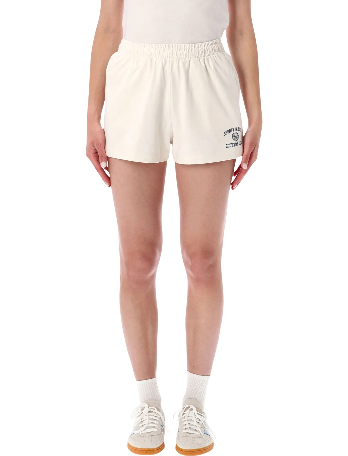Sporty & Rich Sporty & Rich Off-White Cotton Varsity Shorts