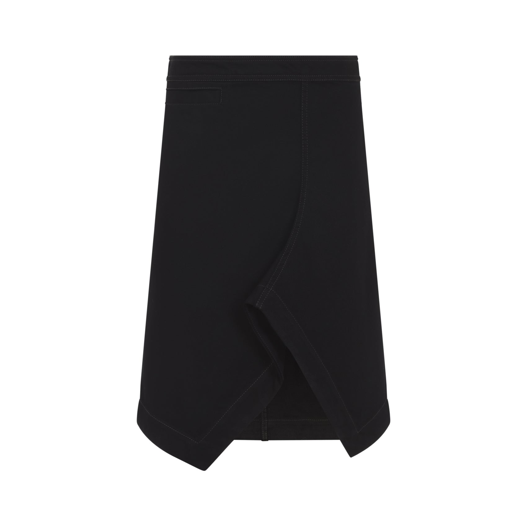 Asymmetric Black Skirt With Gray Stitch