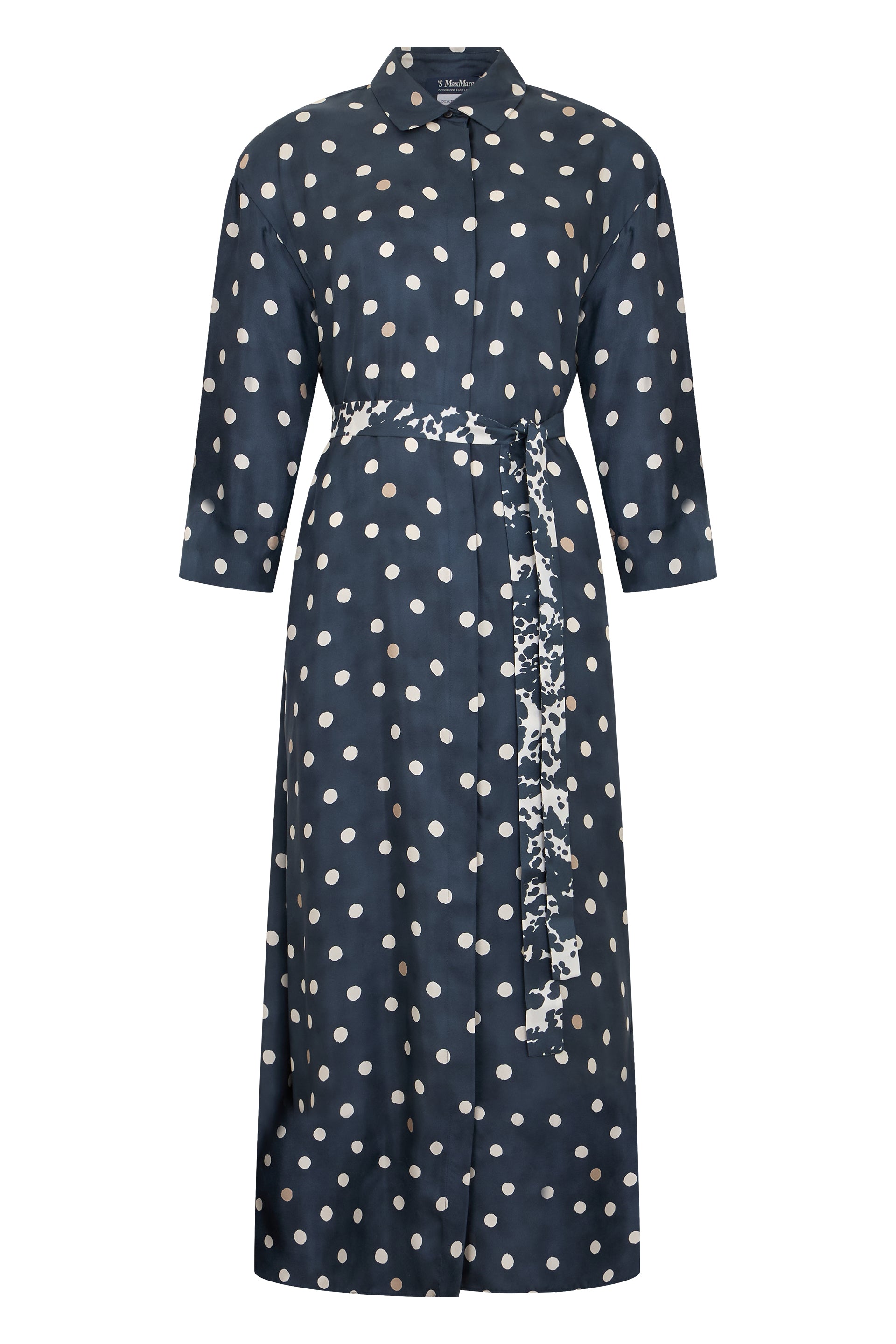 S Max Mara Long Silk Dress With Polka Dots