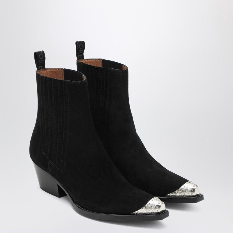 Black Suede Wax Ankle Boot