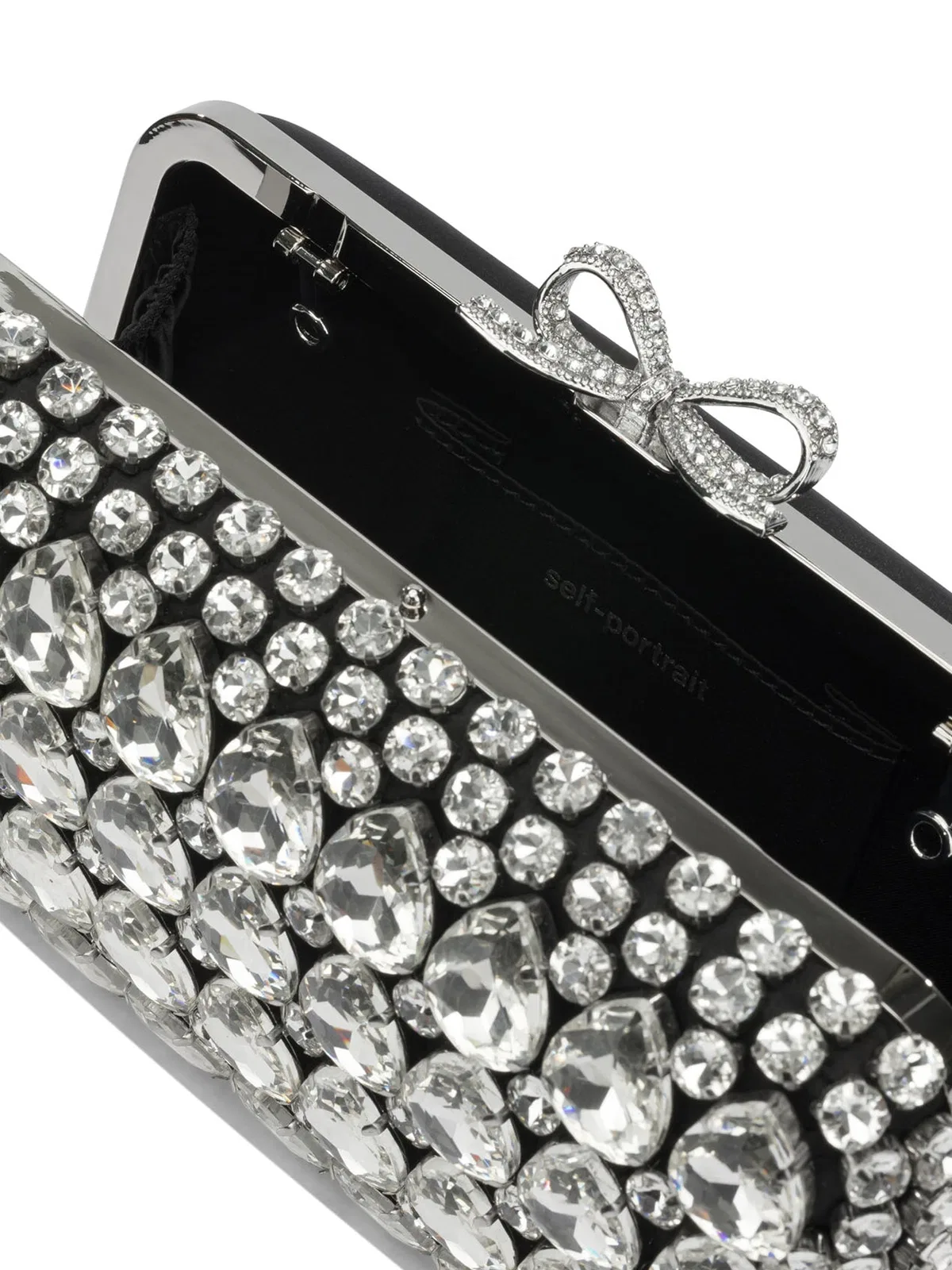 Self-portrait Clutch With Crystals In Black