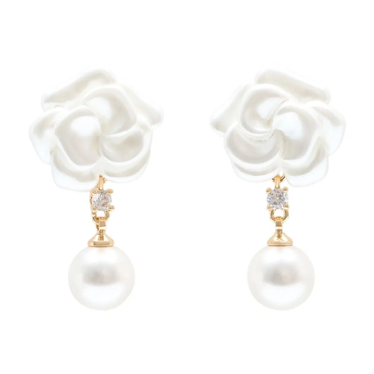 Pearl Flower Earrings -  - Synthetic - Ivory