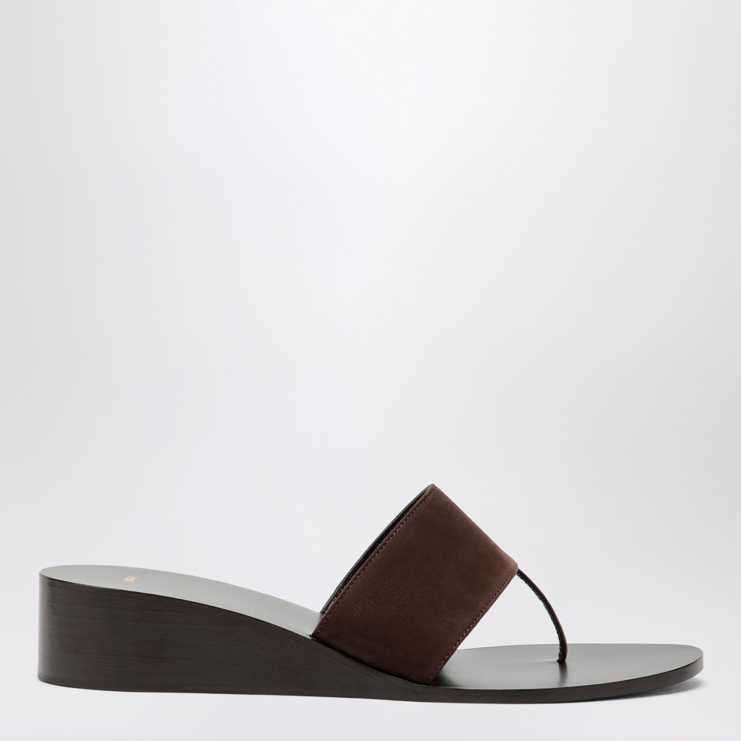 Brown High-Heel Suede Flip-Flops