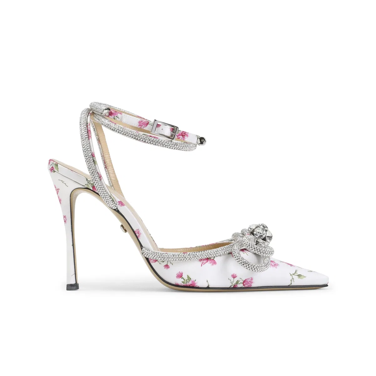 Mach & Mach Double Bow Cheri Floral Satin High Heels