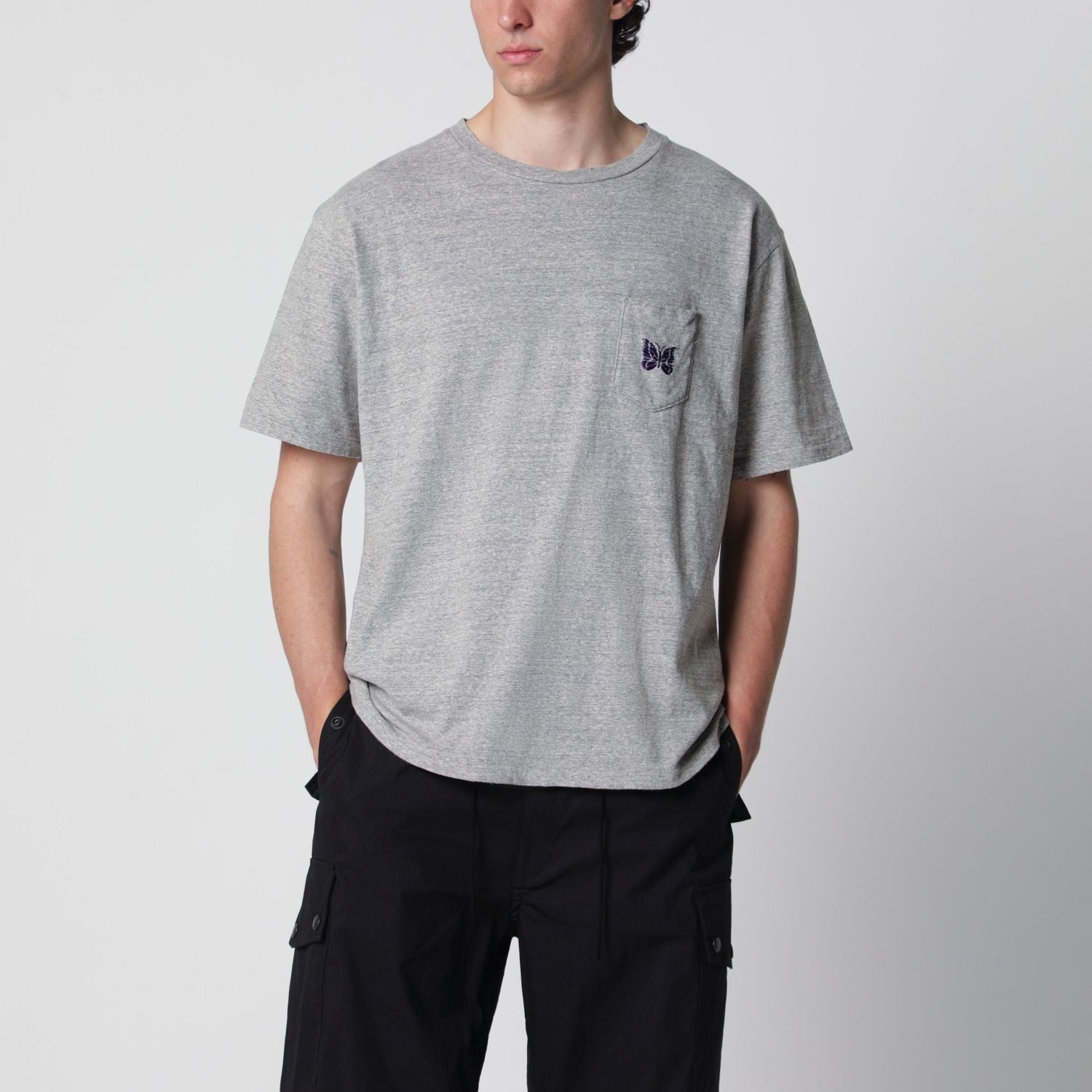 Grey Cotton Tshirt With Embroidery