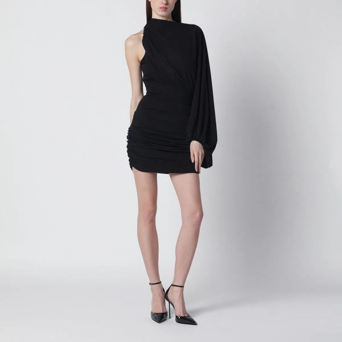 Black Oneshoulder Mini Dress
