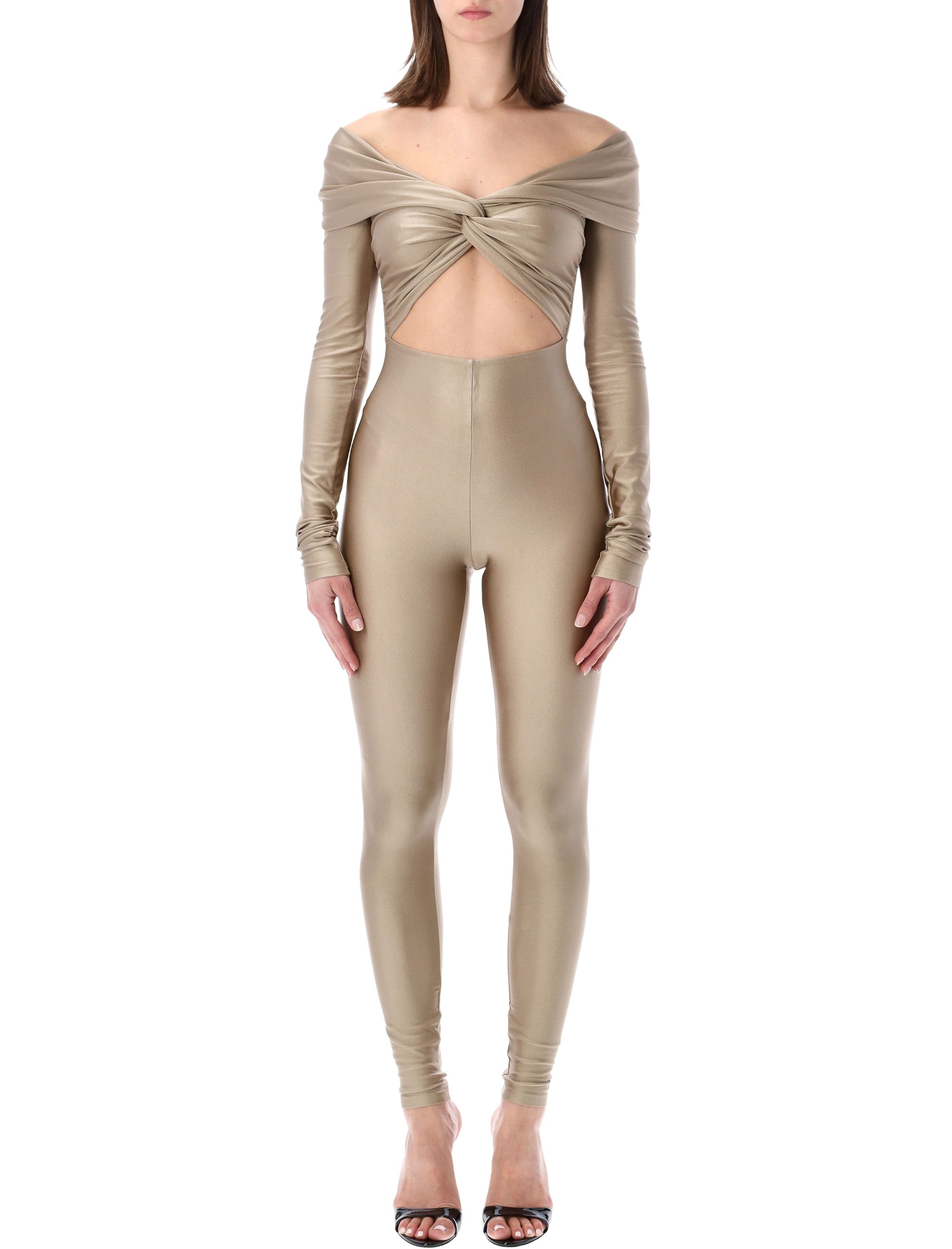 Stretch Off-Shoulder Cut-Out Jumpsuit