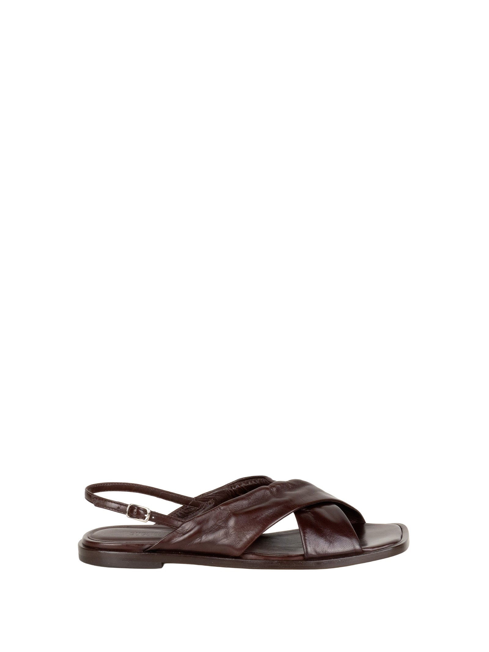 Tibs Crisscross Flat Sandals Brown