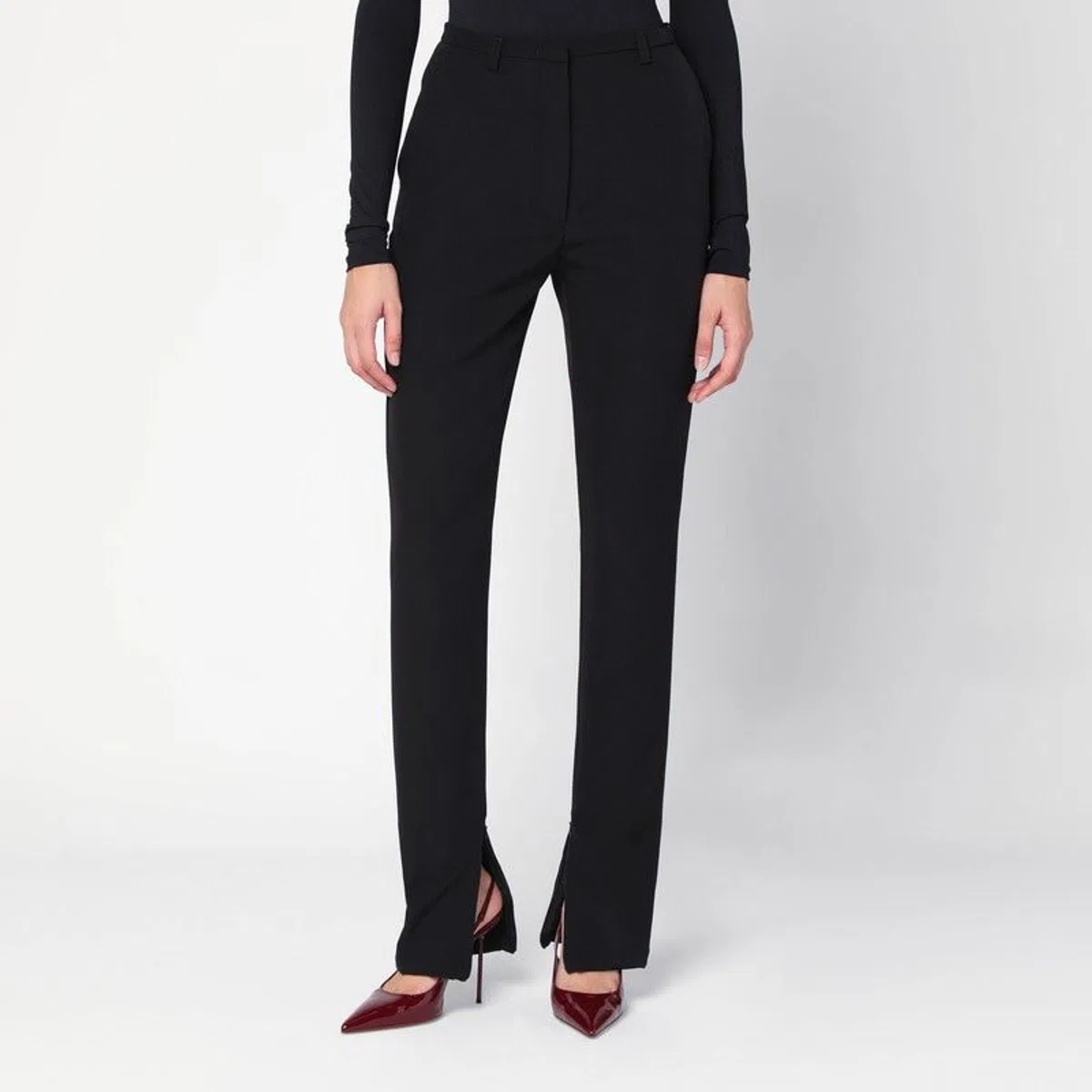 Black Trousers With Zipped Slits