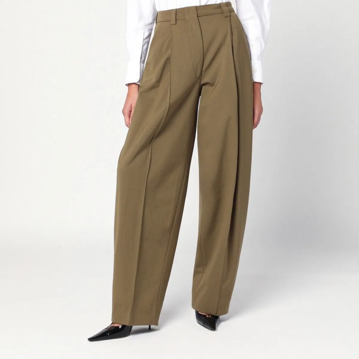 Taupe Wool Blend Trousers