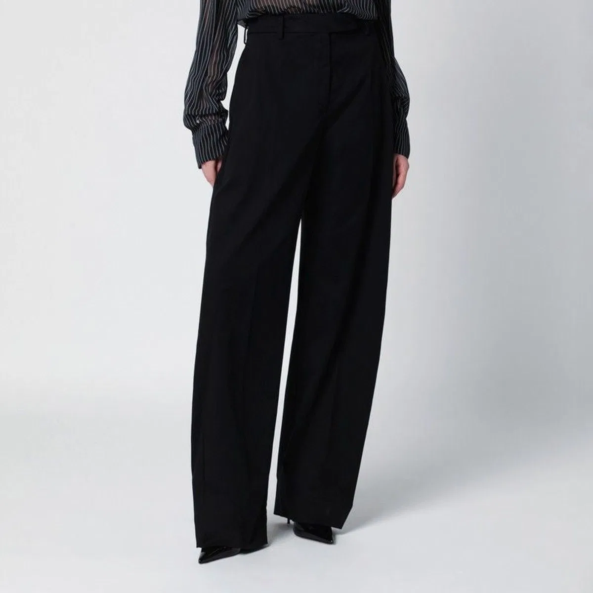 Black Cotton Palazzo Trousers