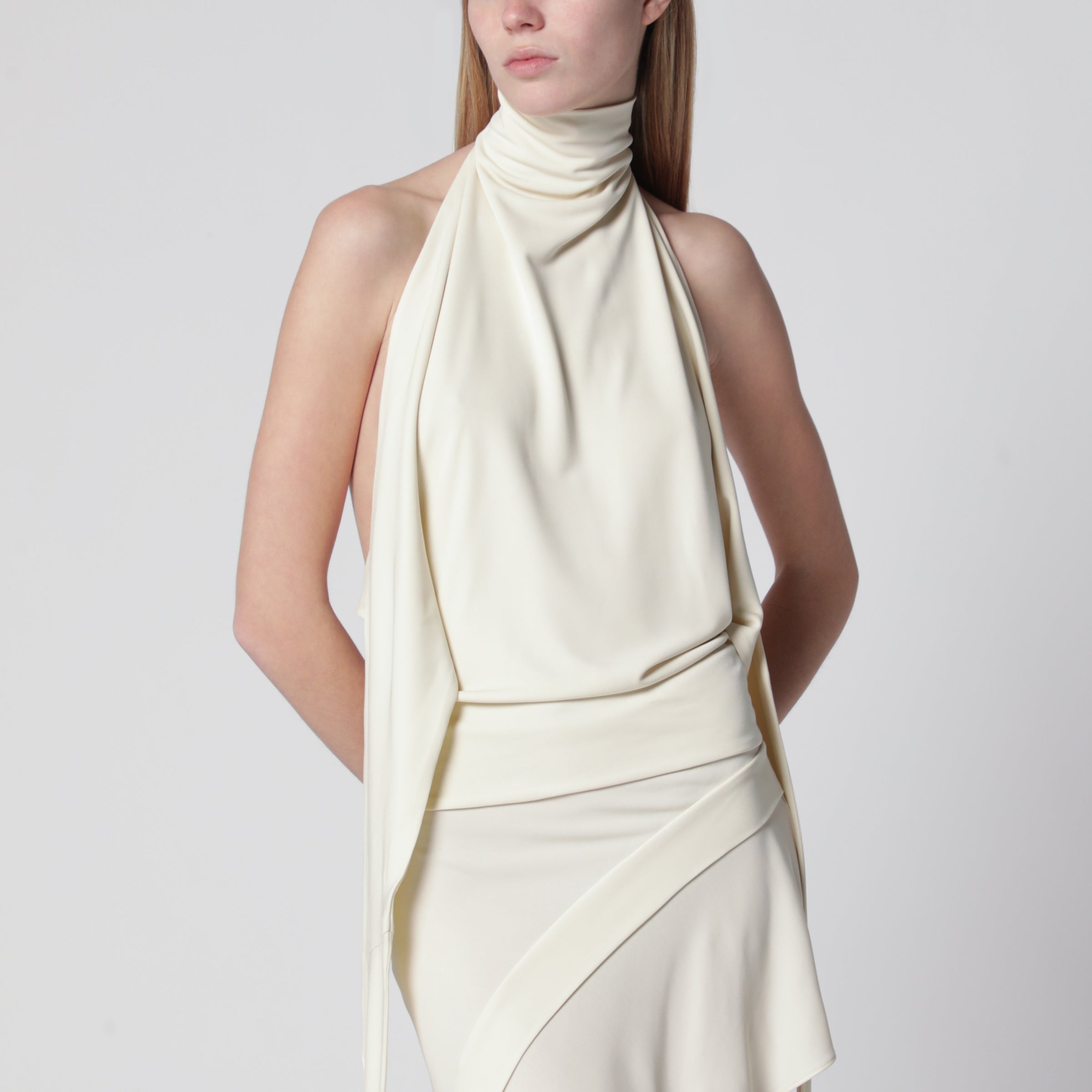 White Backless Top