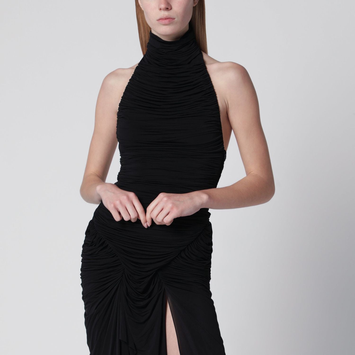 Black Draped Viscoseblend Bodysuit