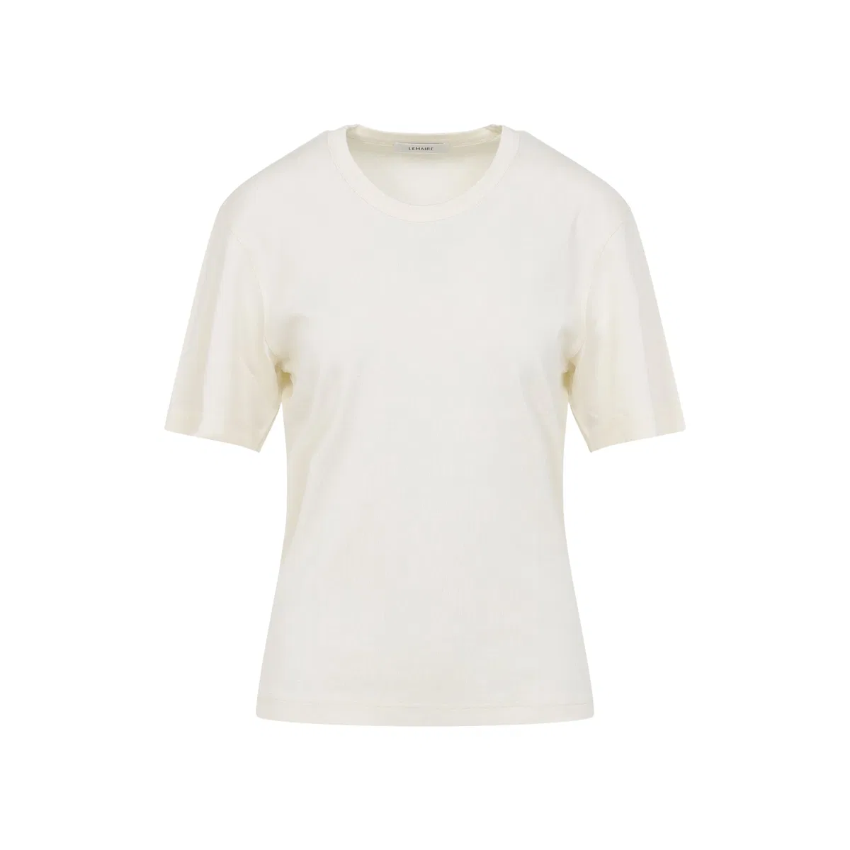 Lemaire Rib Minimalist Classic Crew Neck Cotton T-shirt In White