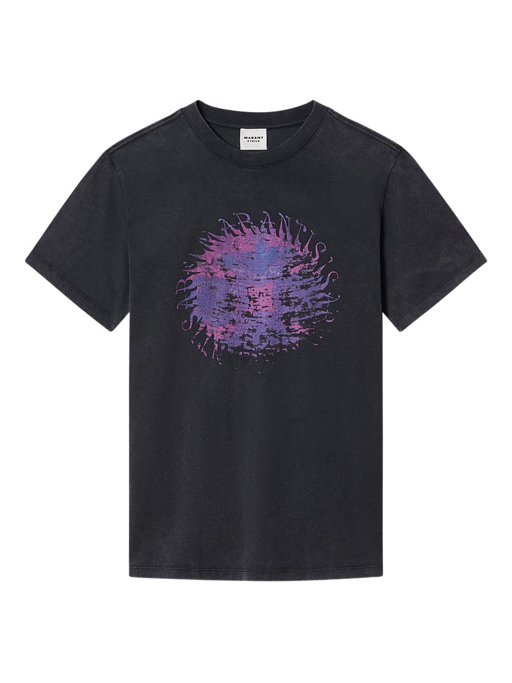 Isabel Marant Etoile Black Washed Zoeline Ss T-Shirt Lilac Print
