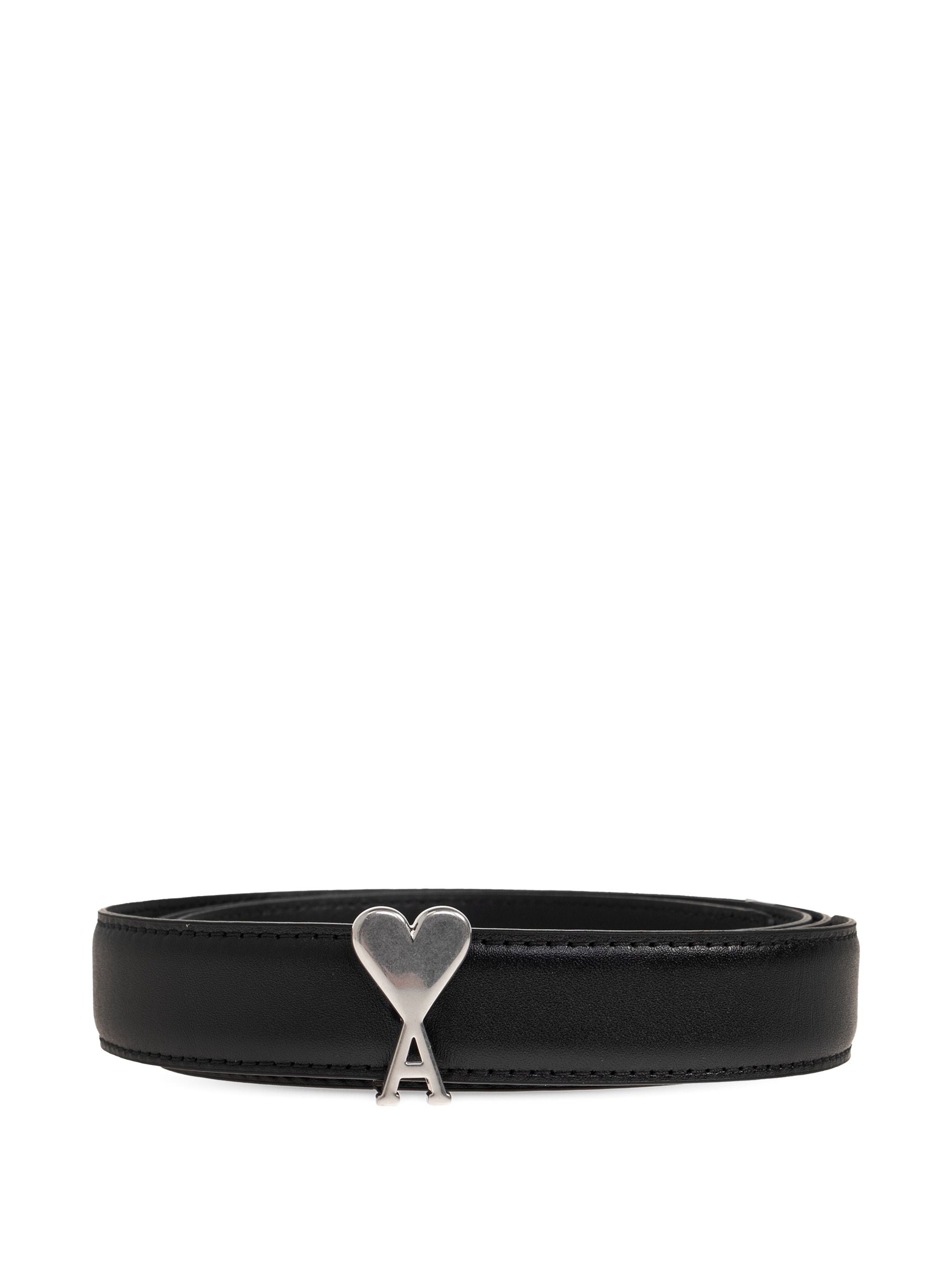 Leather Logo-Buckle Belt