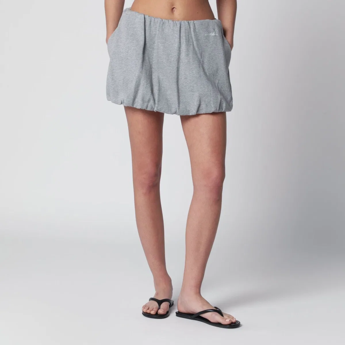 Grey Mélange Voluminous Mini Skirt