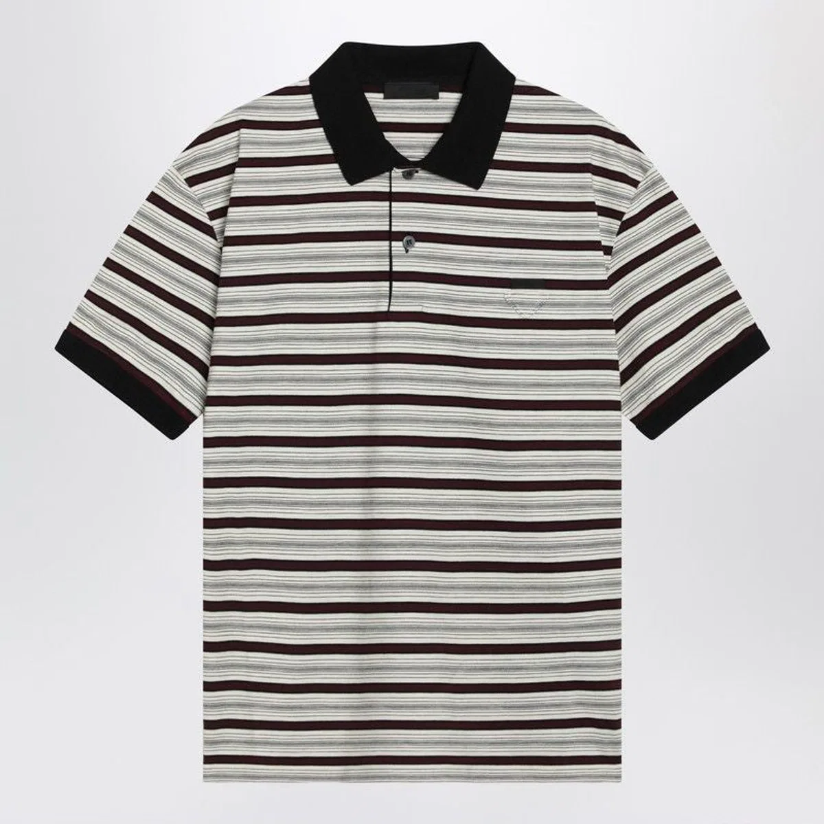 Ivory/Garnet Striped Cotton Polo Shirt