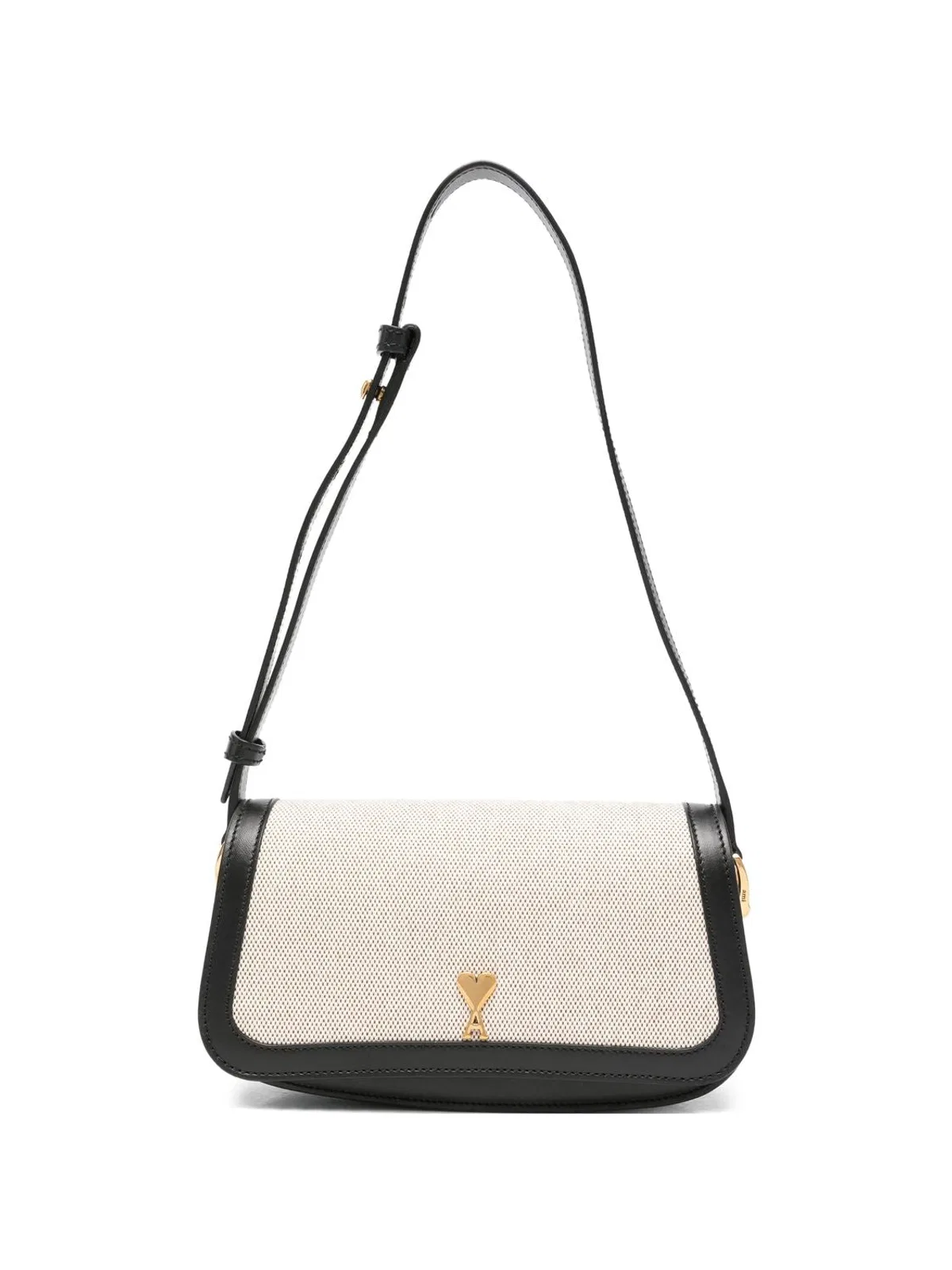 Paris Blanc Noir Leather Cotton Shoulder Bag