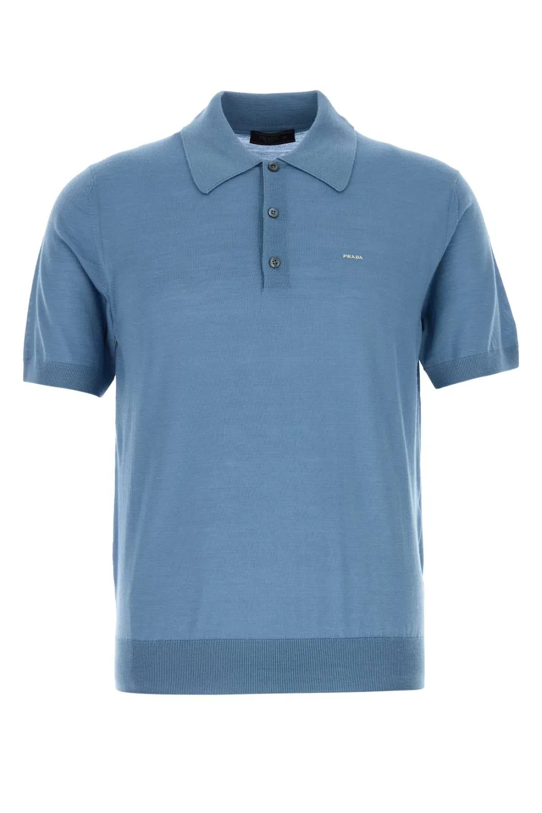 Cerulean Blue Wool Polo Shirt