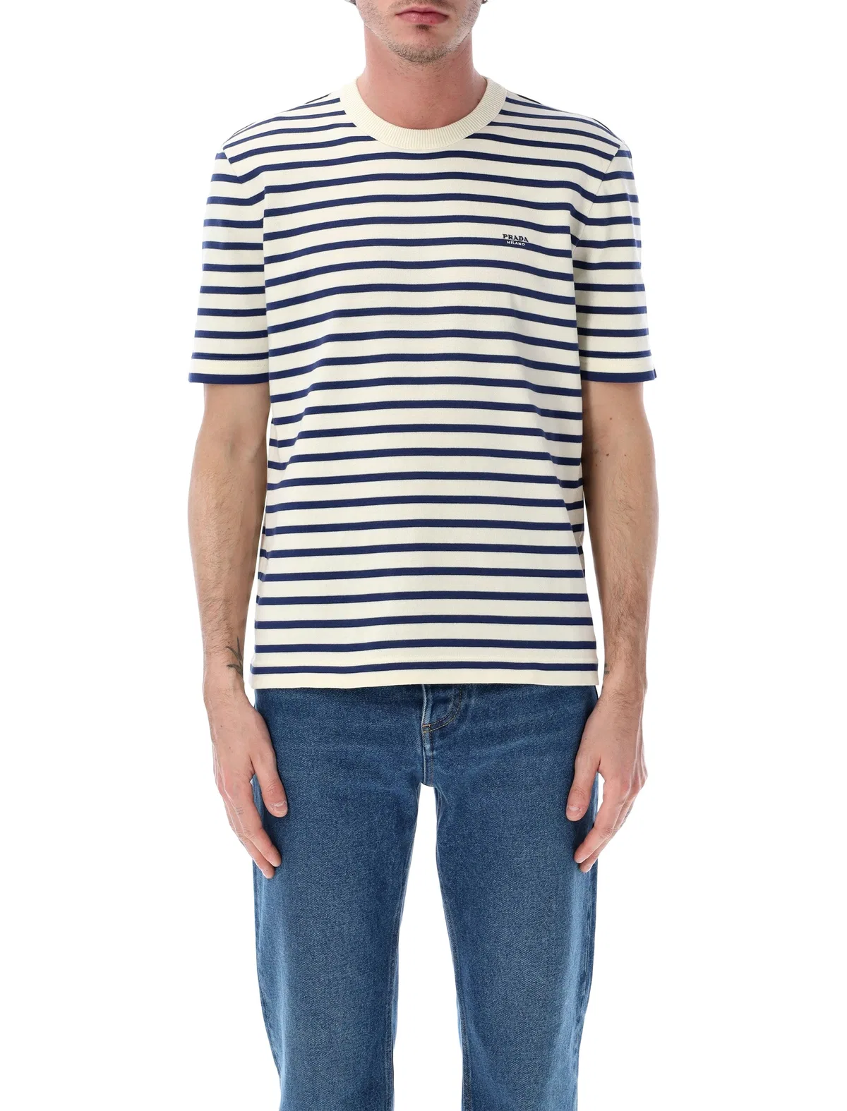 Prada Prada Cotton Striped Crewneck Sweater