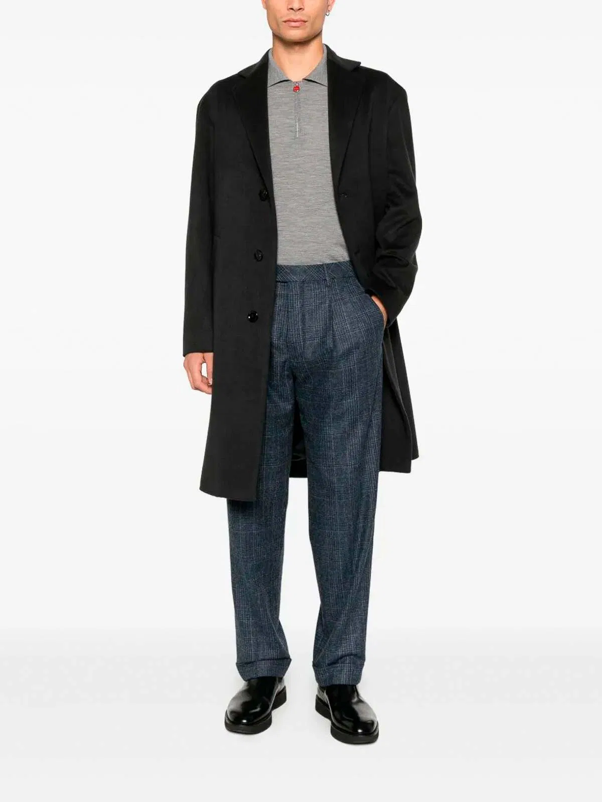 Kiton Grey Wool Pole In Gray