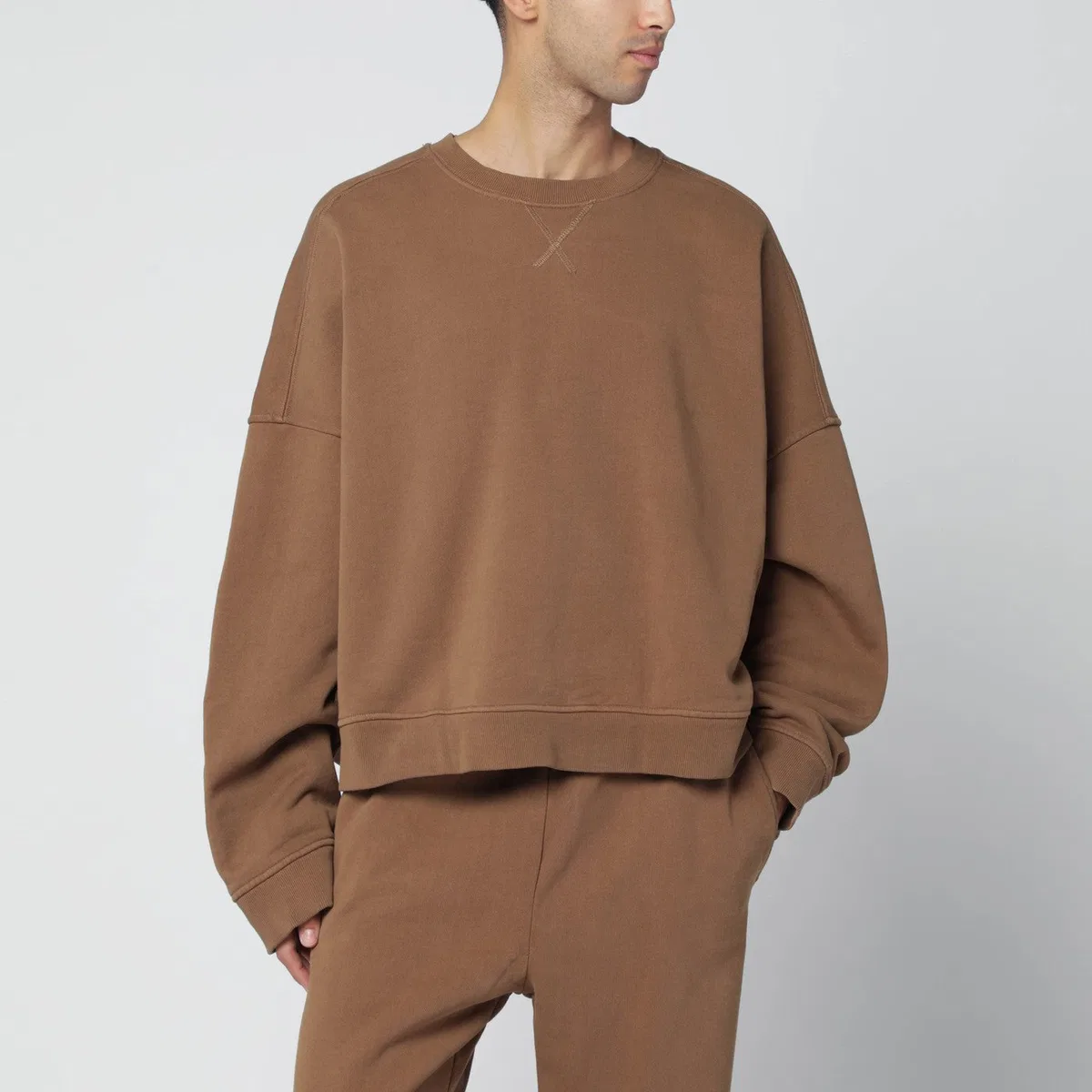 Brown Cotton Crewneck Sweatshirt