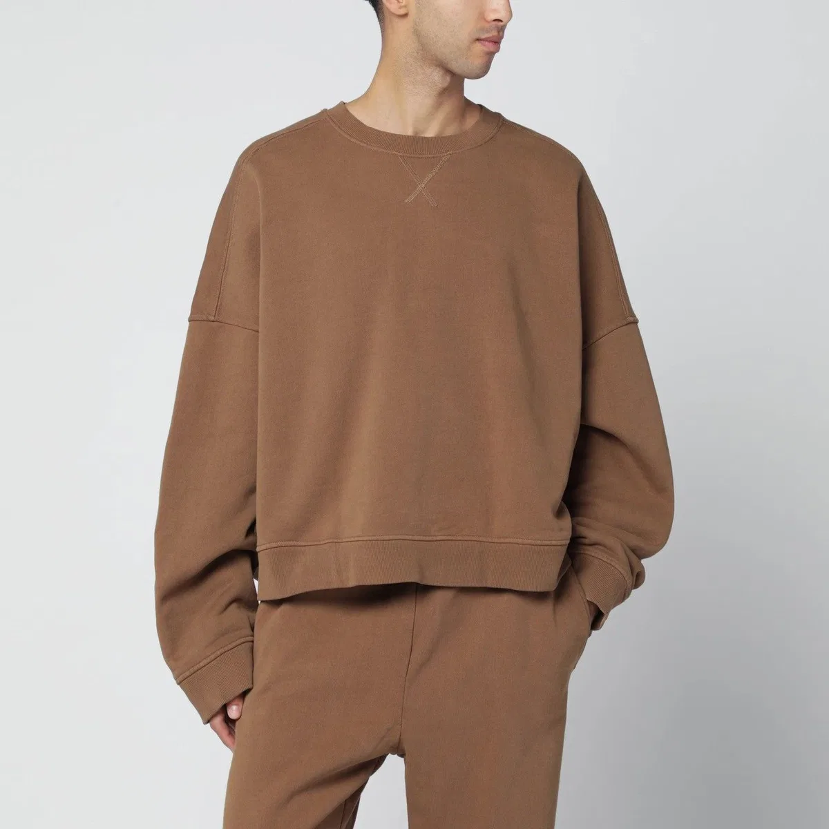 Brown Cotton Crewneck Sweatshirt
