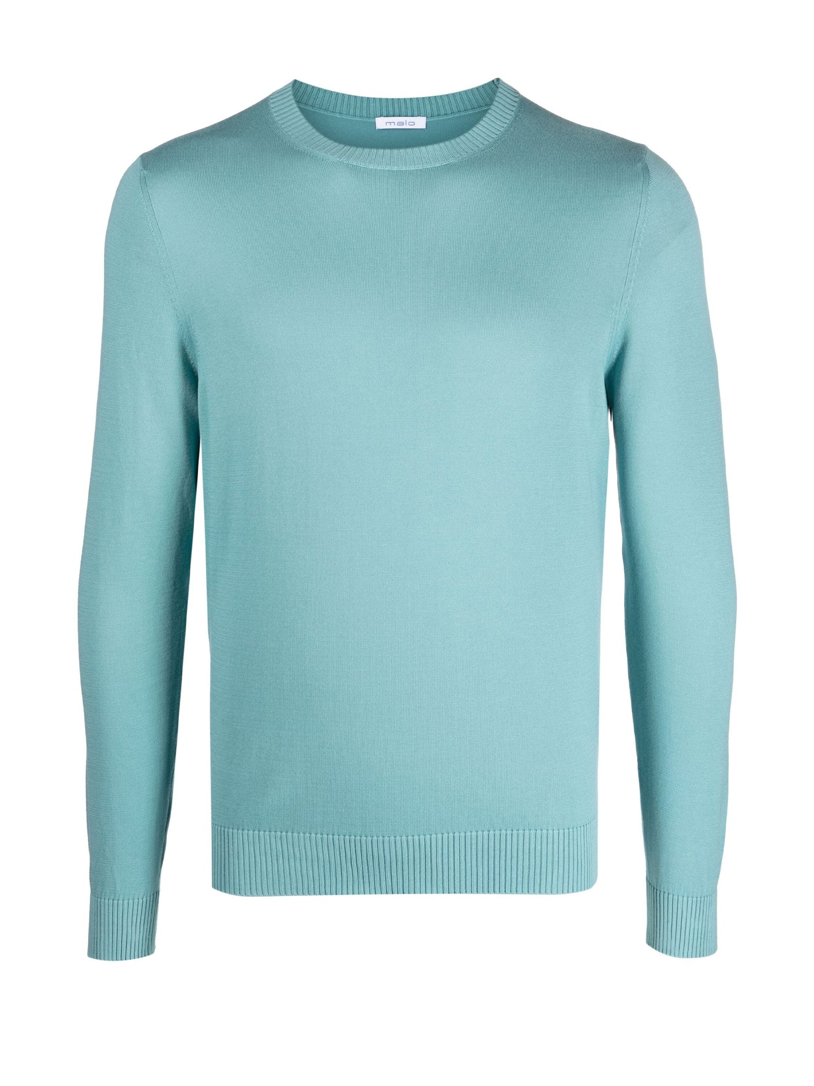 Light Blue Crew-Neck Sweater In Cotton
