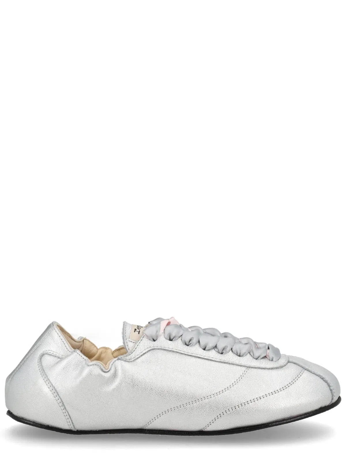 Silver Calfskin Lambskin Polyurethane Thermoplastic Flats