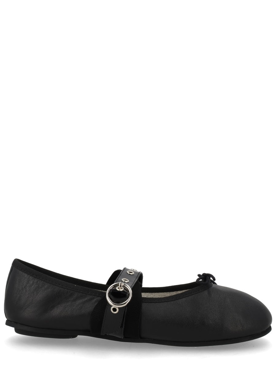 Black Calfskin Cotton Lambskin Rubber Flats