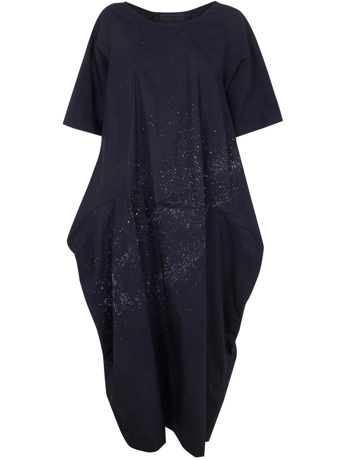 Maria Calderara Crinkled Cotton Long Dress In Black