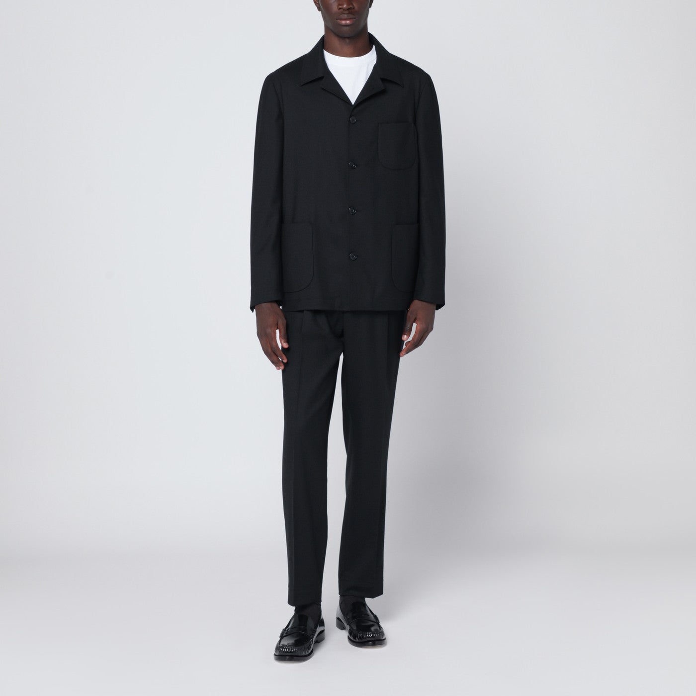 Black Single-Breasted Suit In Wool Blend