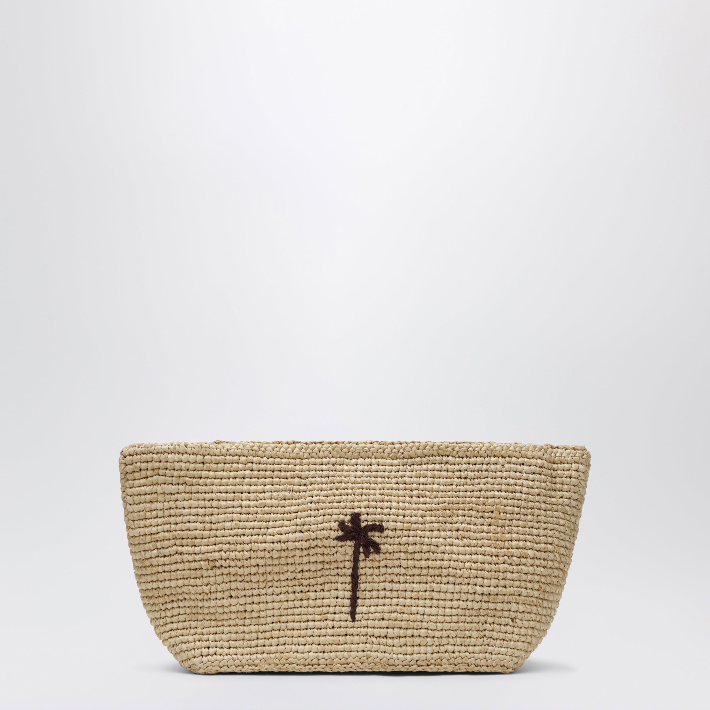 Raffia Clutch With Logo Embroidery