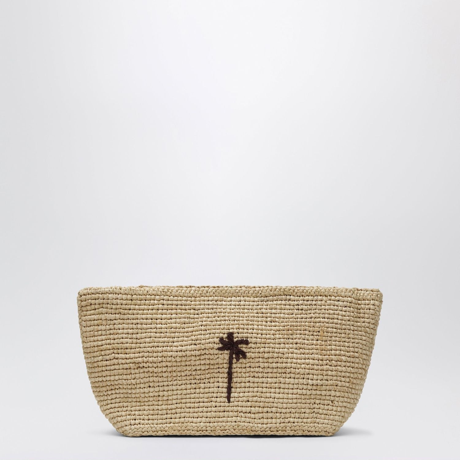 Manebi Raffia Clutch With Logo Embroidery