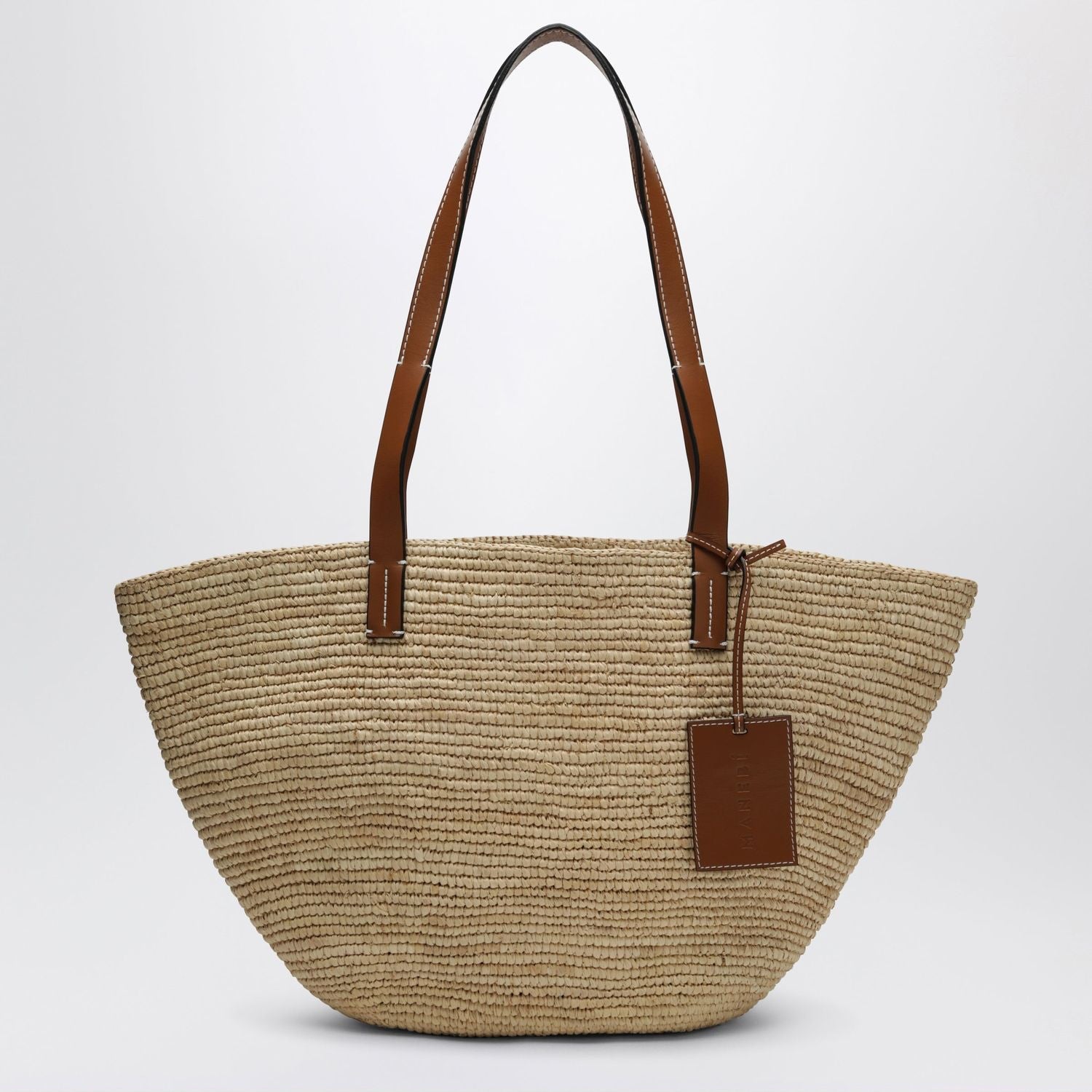 Manebi Raffia And Leather Shoulder Bag