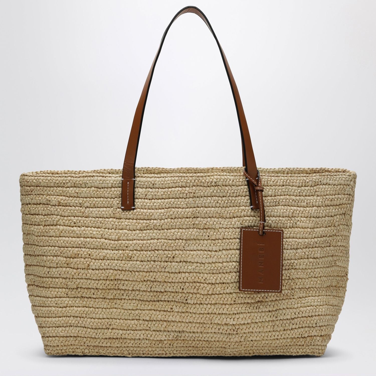 Manebi Raffia And Leather Shoulder Bag