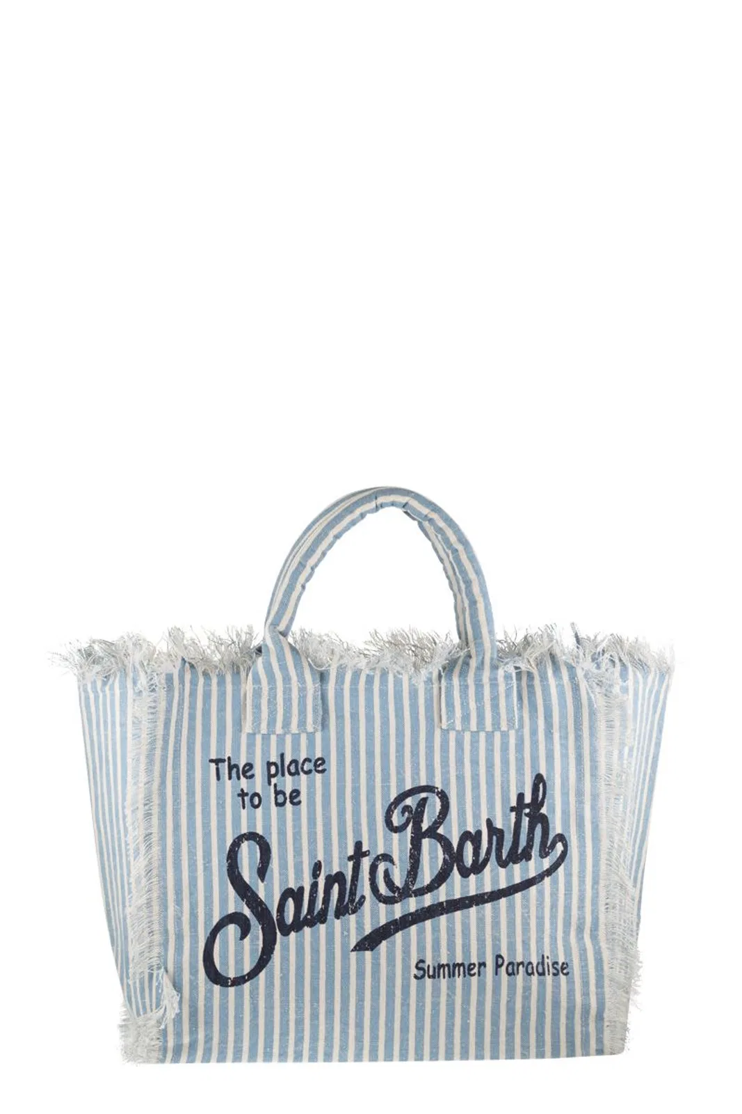 Striped Linen Beach Tote Bag With Printed Logo