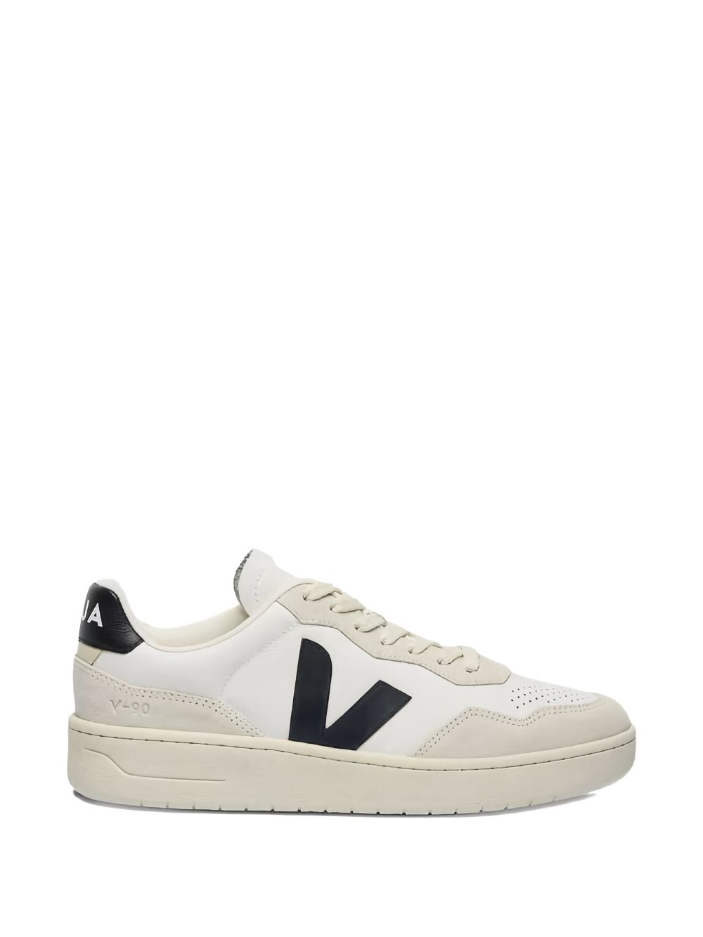 White Black Leather Flat Shoes