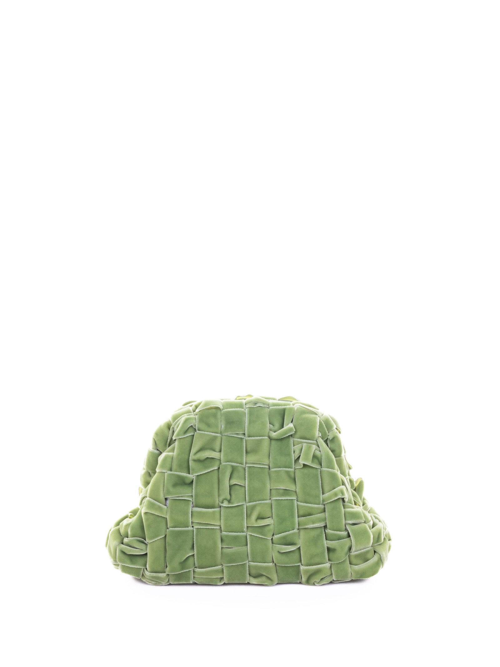 Velvet Mini Game Clutch Bag In Green Woven Velvet