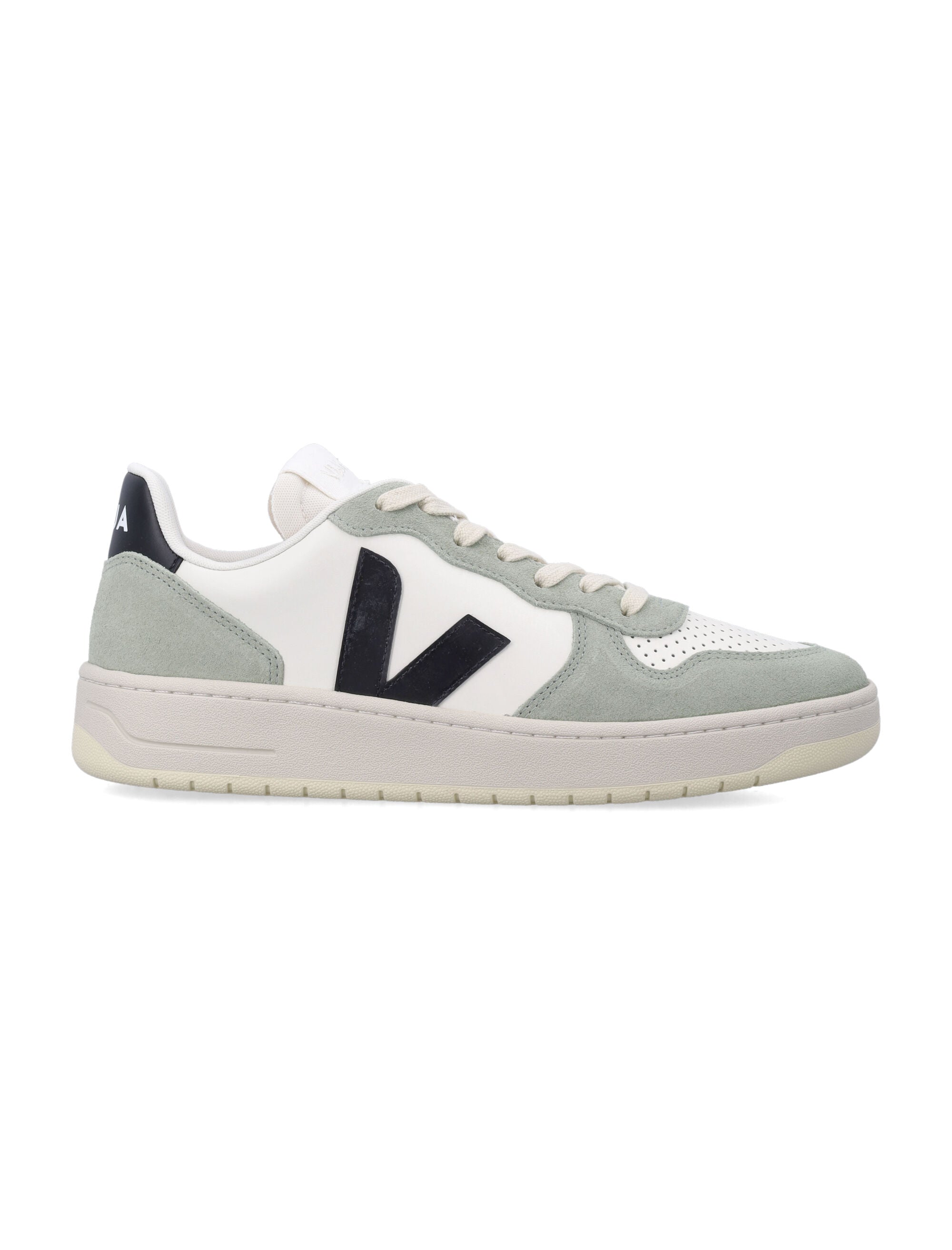 V-10 Leather Pure Black Clay Sneakers