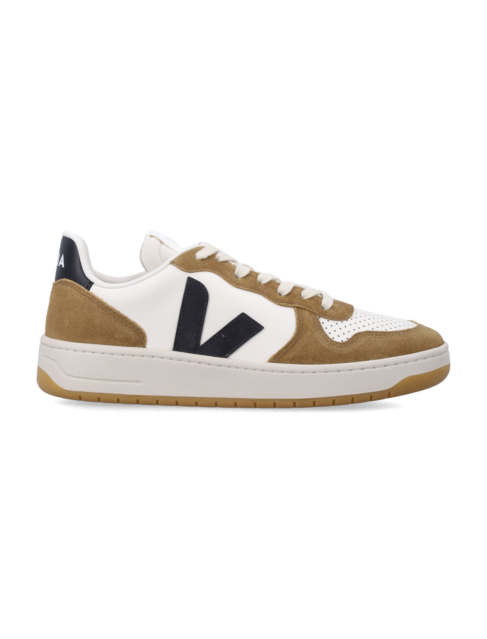 V-10 Leather Pure Black Tent Sneakers