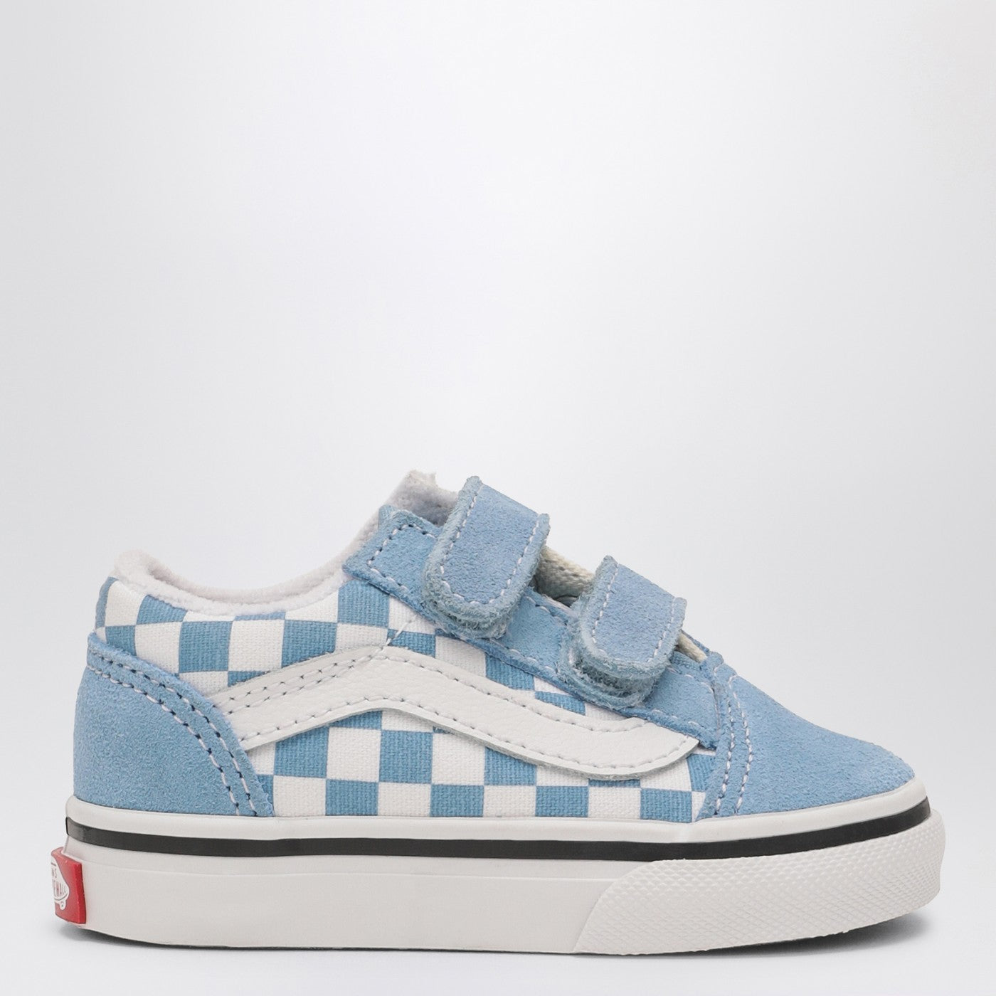 White/Blue Old Skool Sneakers With Check Pattern