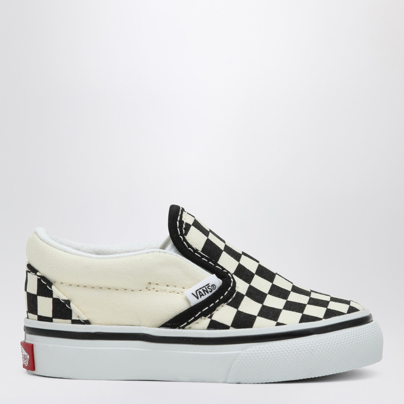 Slip-On Sneakers White/Black With Check Pattern